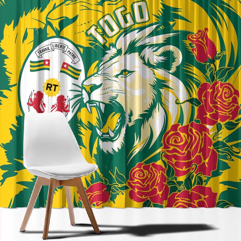 Togo Independence Day Window Curtain Lion and Rose Proud To Be Togolese
