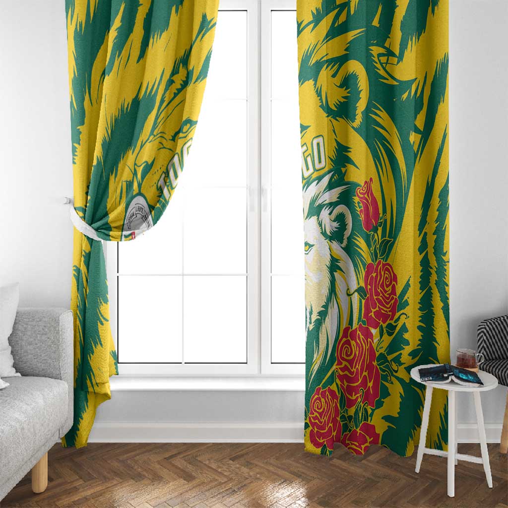 Togo Independence Day Window Curtain Lion and Rose Proud To Be Togolese