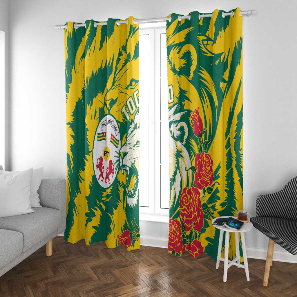 Togo Independence Day Window Curtain Lion and Rose Proud To Be Togolese