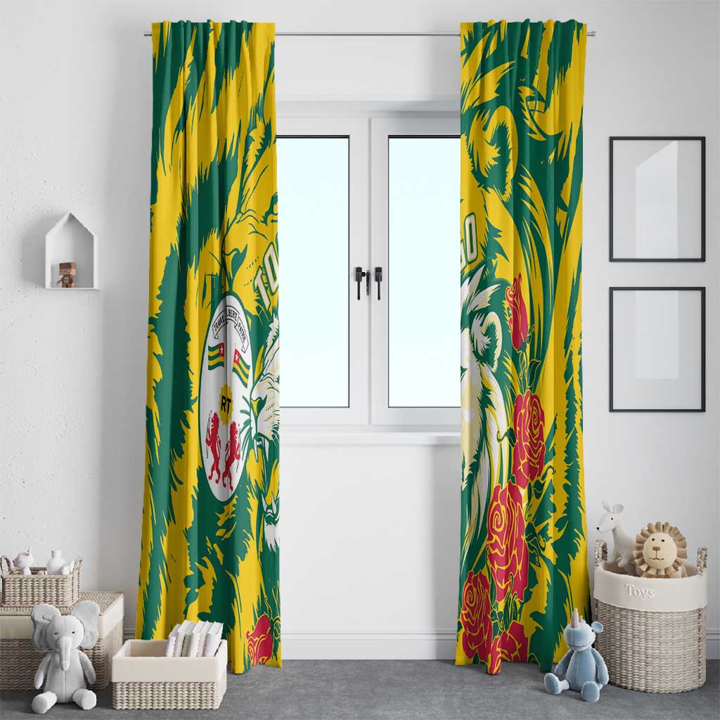Togo Independence Day Window Curtain Lion and Rose Proud To Be Togolese