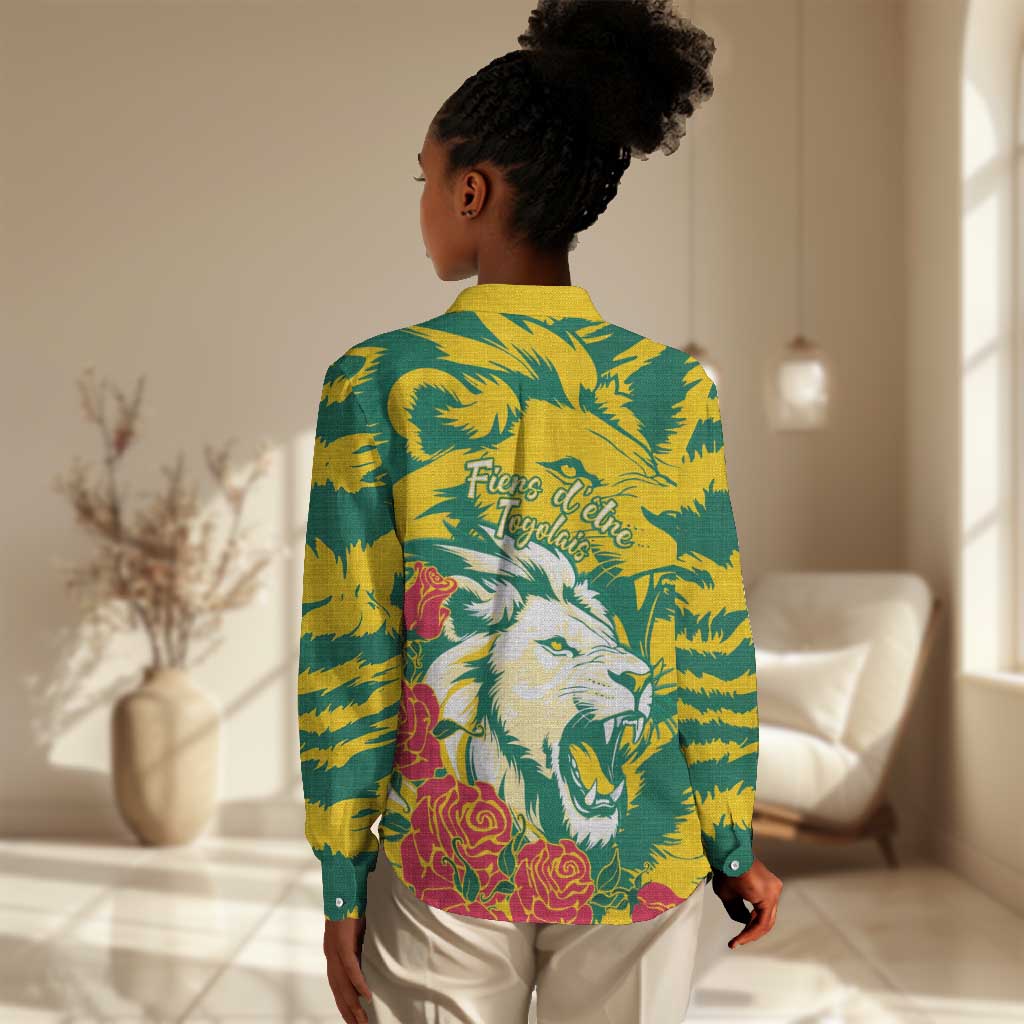Togo Independence Day Women Casual Shirt Lion and Rose Proud To Be Togolese