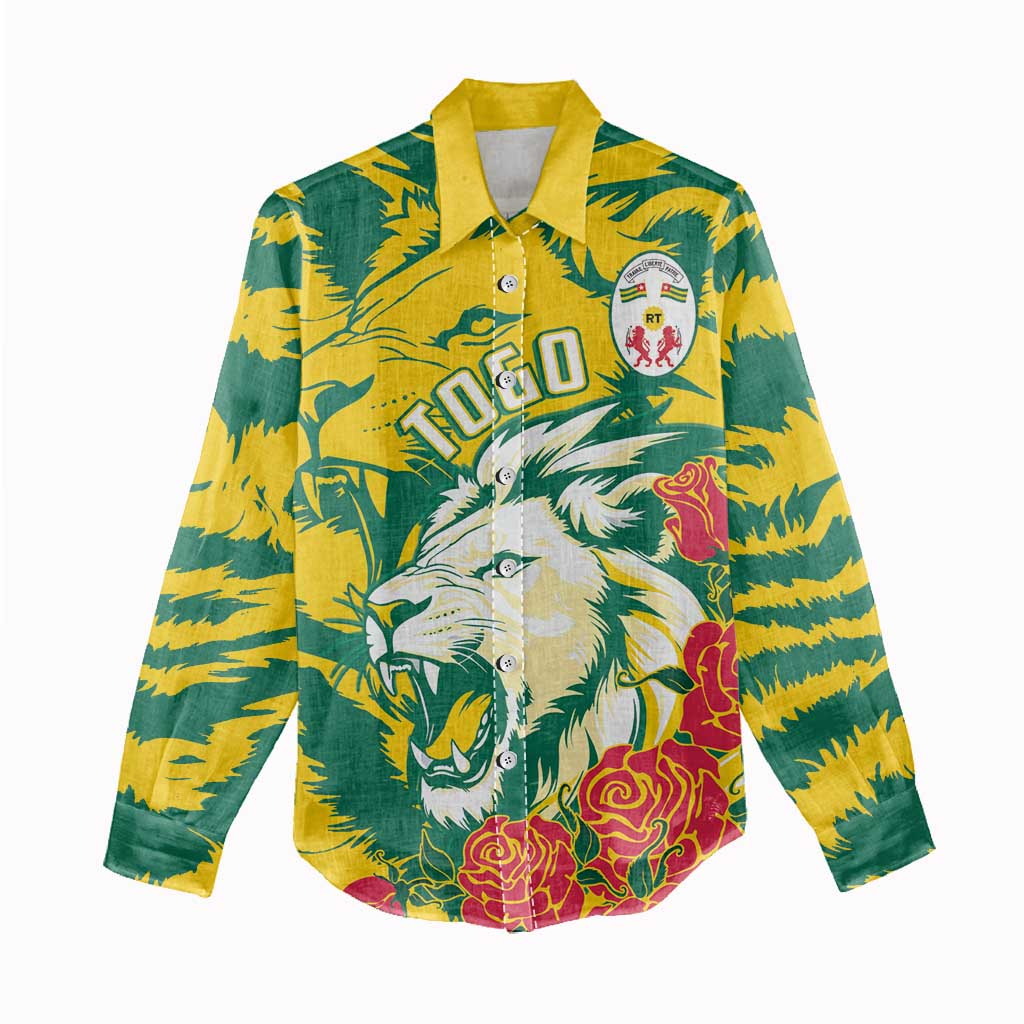 Togo Independence Day Women Casual Shirt Lion and Rose Proud To Be Togolese