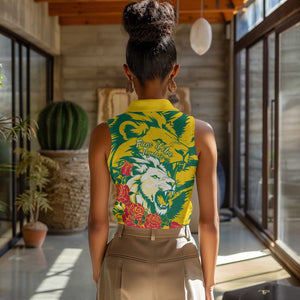Togo Independence Day Women Sleeveless Polo Shirt Lion and Rose Proud To Be Togolese