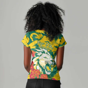 Togo Independence Day Women V-Neck T-Shirt Lion and Rose Proud To Be Togolese