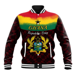 Personalised 1 July Ghana Republic Day Baseball Jacket African Pattern Mix Flag Unique Style LT14