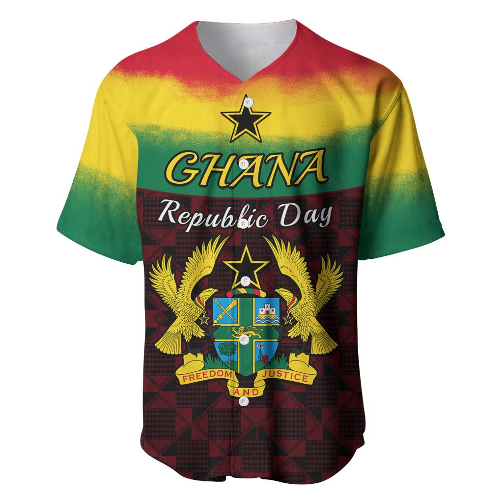 Personalised 1 July Ghana Republic Day Baseball Jersey African Pattern Mix Flag Unique Style