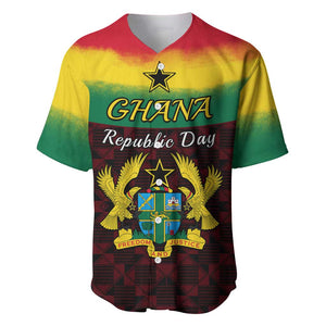 Personalised 1 July Ghana Republic Day Baseball Jersey African Pattern Mix Flag Unique Style