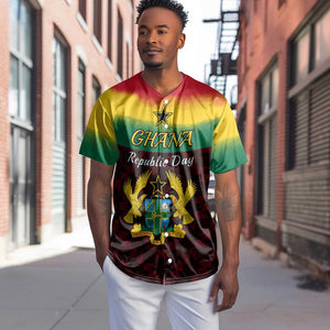 Personalised 1 July Ghana Republic Day Baseball Jersey African Pattern Mix Flag Unique Style