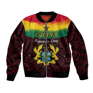 Personalised 1 July Ghana Republic Day Bomber Jacket African Pattern Mix Flag Unique Style