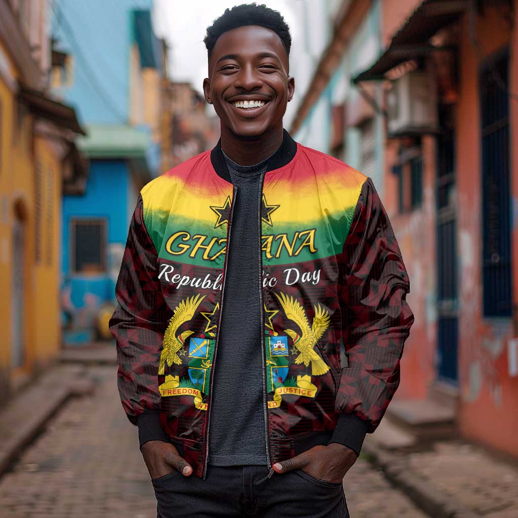Personalised 1 July Ghana Republic Day Bomber Jacket African Pattern Mix Flag Unique Style