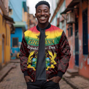 Personalised 1 July Ghana Republic Day Bomber Jacket African Pattern Mix Flag Unique Style