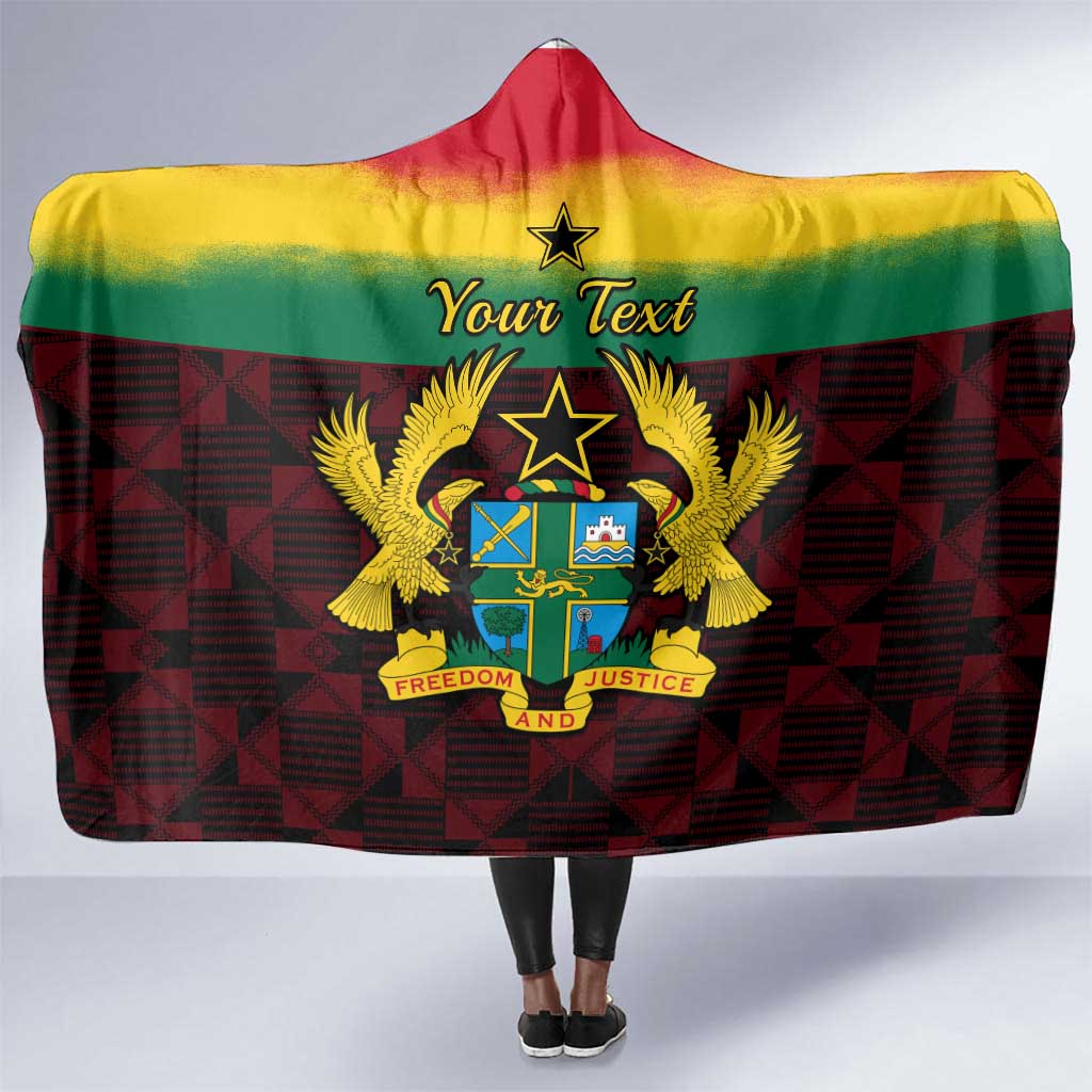 Personalised 1 July Ghana Republic Day Hooded Blanket African Pattern Mix Flag Unique Style