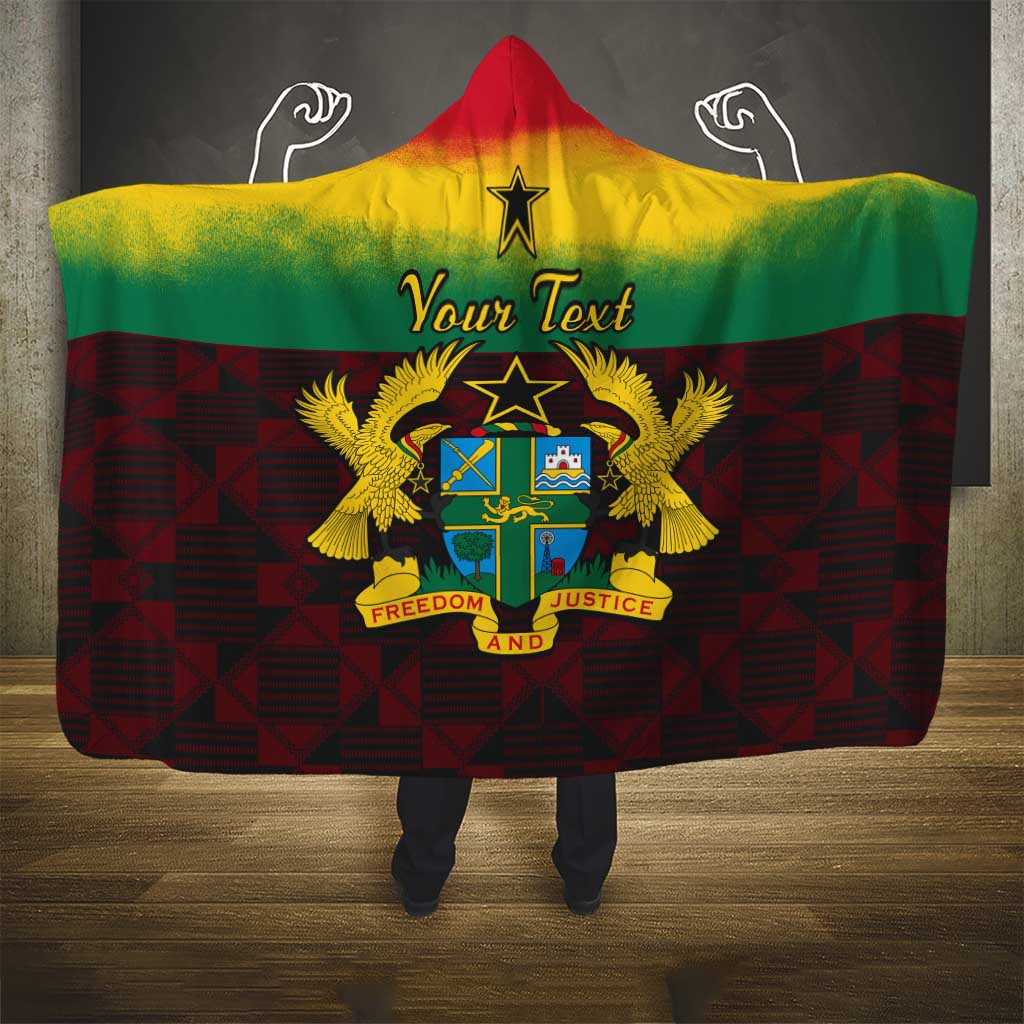 Personalised 1 July Ghana Republic Day Hooded Blanket African Pattern Mix Flag Unique Style