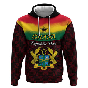 Personalised 1 July Ghana Republic Day Hoodie African Pattern Mix Flag Unique Style