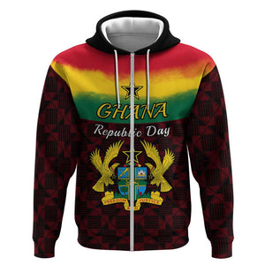 Personalised 1 July Ghana Republic Day Hoodie African Pattern Mix Flag Unique Style