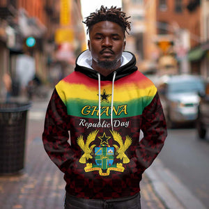 Personalised 1 July Ghana Republic Day Hoodie African Pattern Mix Flag Unique Style