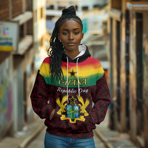 Personalised 1 July Ghana Republic Day Hoodie African Pattern Mix Flag Unique Style