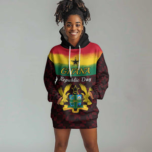 Personalised 1 July Ghana Republic Day Hoodie Dress African Pattern Mix Flag Unique Style