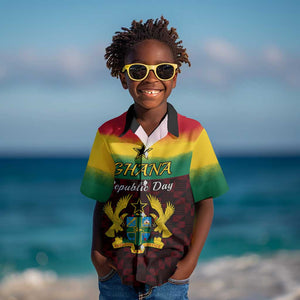 Personalised 1 July Ghana Republic Day Kid Hawaiian Shirt African Pattern Mix Flag Unique Style