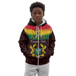 Personalised 1 July Ghana Republic Day Kid Hoodie African Pattern Mix Flag Unique Style