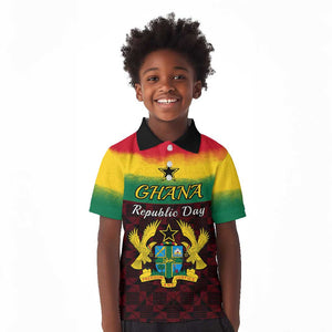 Personalised 1 July Ghana Republic Day Kid Polo Shirt African Pattern Mix Flag Unique Style