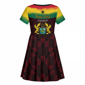 Personalised 1 July Ghana Republic Day Kid Short Sleeve Dress African Pattern Mix Flag Unique Style