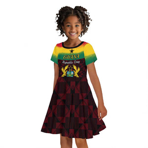 Personalised 1 July Ghana Republic Day Kid Short Sleeve Dress African Pattern Mix Flag Unique Style