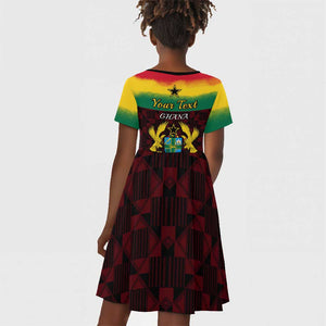 Personalised 1 July Ghana Republic Day Kid Short Sleeve Dress African Pattern Mix Flag Unique Style