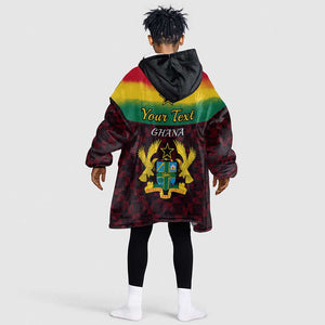 Personalised 1 July Ghana Republic Day KId Wearable Blanket Hoodie African Pattern Mix Flag Unique Style