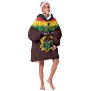 Personalised 1 July Ghana Republic Day KId Wearable Blanket Hoodie African Pattern Mix Flag Unique Style