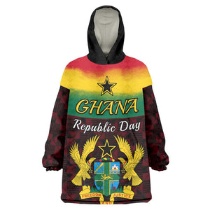 Personalised 1 July Ghana Republic Day KId Wearable Blanket Hoodie African Pattern Mix Flag Unique Style