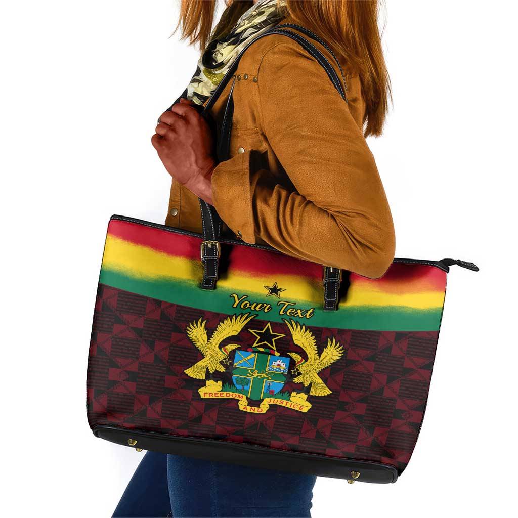 Personalised 1 July Ghana Republic Day Leather Tote Bag African Pattern Mix Flag Unique Style