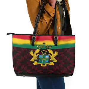 Personalised 1 July Ghana Republic Day Leather Tote Bag African Pattern Mix Flag Unique Style