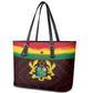 Personalised 1 July Ghana Republic Day Leather Tote Bag African Pattern Mix Flag Unique Style