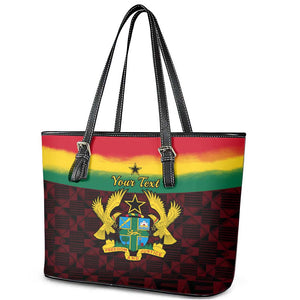 Personalised 1 July Ghana Republic Day Leather Tote Bag African Pattern Mix Flag Unique Style