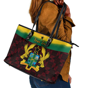 Personalised 1 July Ghana Republic Day Leather Tote Bag African Pattern Mix Flag Unique Style