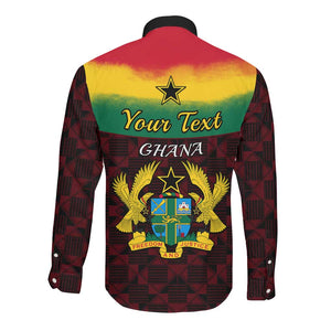 Personalised 1 July Ghana Republic Day Long Sleeve Button Shirt African Pattern Mix Flag Unique Style