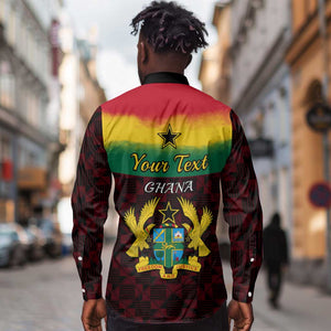 Personalised 1 July Ghana Republic Day Long Sleeve Button Shirt African Pattern Mix Flag Unique Style