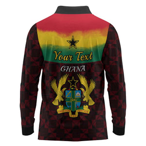 Personalised 1 July Ghana Republic Day Long Sleeve Polo Shirt African Pattern Mix Flag Unique Style