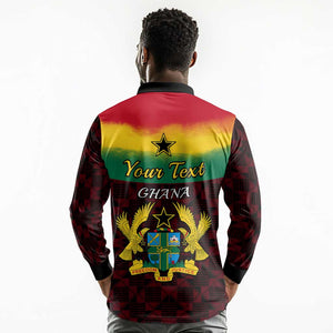 Personalised 1 July Ghana Republic Day Long Sleeve Polo Shirt African Pattern Mix Flag Unique Style