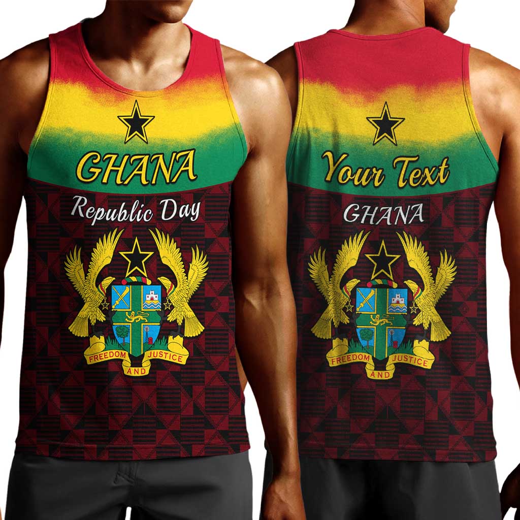 Personalised 1 July Ghana Republic Day Men Tank Top African Pattern Mix Flag Unique Style