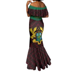 Personalised 1 July Ghana Republic Day Mermaid Dress African Pattern Mix Flag Unique Style