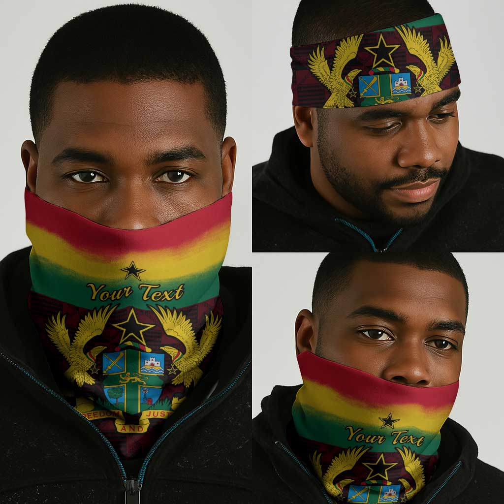 Personalised 1 July Ghana Republic Day Neck Gaiter African Pattern Mix Flag Unique Style LT14