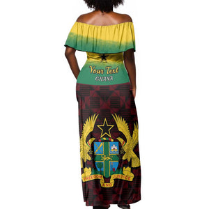 Personalised 1 July Ghana Republic Day Off Shoulder Maxi Dress African Pattern Mix Flag Unique Style