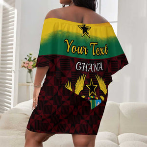 Personalised 1 July Ghana Republic Day Off Shoulder Short Dress African Pattern Mix Flag Unique Style LT14