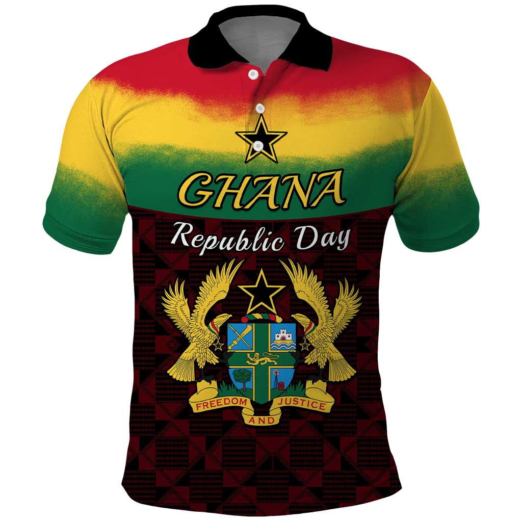 Personalised 1 July Ghana Republic Day Polo Shirt African Pattern Mix Flag Unique Style