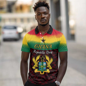 Personalised 1 July Ghana Republic Day Polo Shirt African Pattern Mix Flag Unique Style