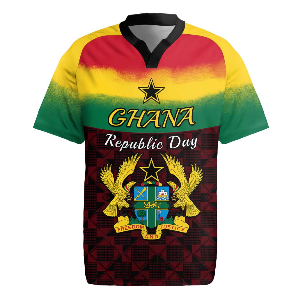 Personalised 1 July Ghana Republic Day Rugby Jersey African Pattern Mix Flag Unique Style