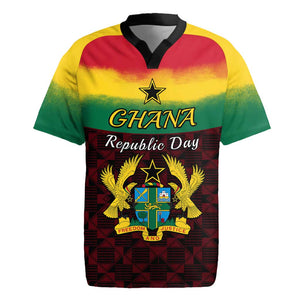 Personalised 1 July Ghana Republic Day Rugby Jersey African Pattern Mix Flag Unique Style