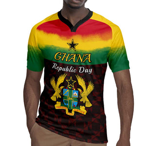 Personalised 1 July Ghana Republic Day Rugby Jersey African Pattern Mix Flag Unique Style